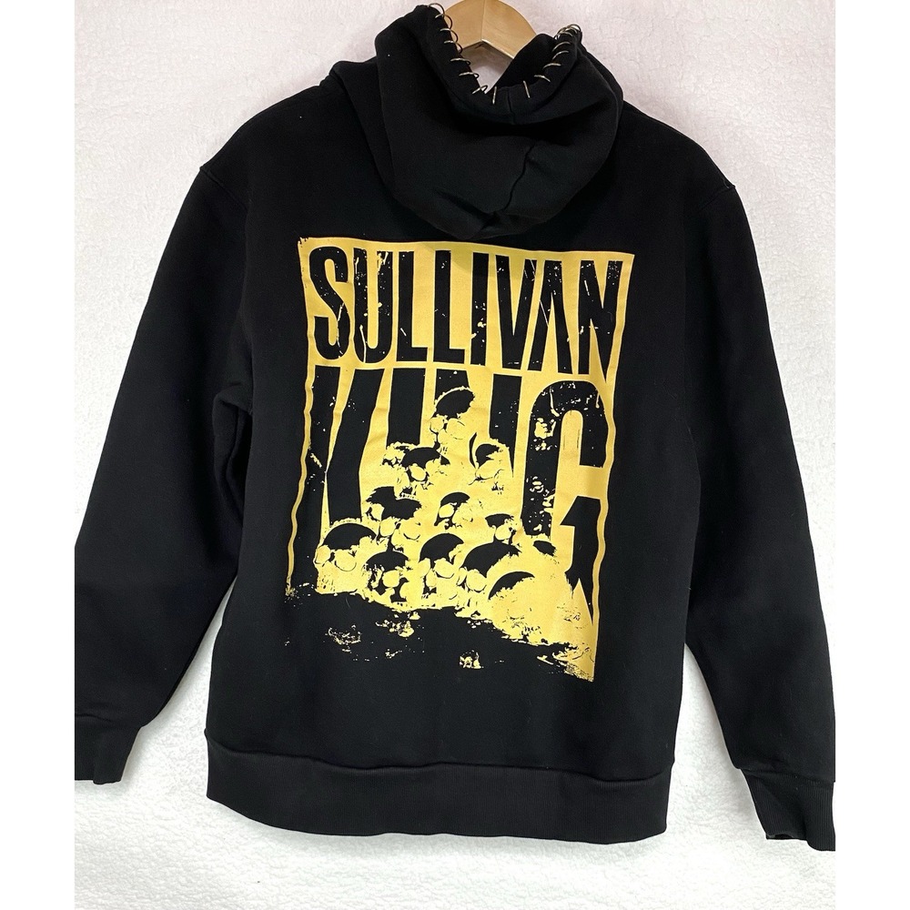 Sullivan King Black Yellow Graphic Hoodie Metal Ring Hood Detail Mens‎ Medium